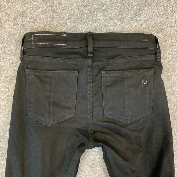 Rag & Bone Jeans Womens 25 Coated Black Stretch Denim Skinny Ankle Cotton Blend - Picture 8 of 11